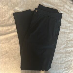 Black Dress Pants with Smooth Fabric and Straight Legs